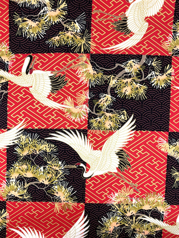 Crane Checkerboard fabric (red)