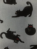 Cat cotton fabric (grey)