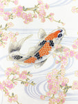 Cherry Blossom and Carp Japanese fabric (ivory)