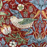 William Morris Strawberry Thief fabric, Art Nouveau red bird print craft cotton, Morris & Co