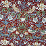 William Morris Strawberry Thief fabric, Art Nouveau red bird print craft cotton, Morris & Co