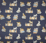 Library Cats fabric (blue)