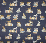 Library Cats fabric (blue)