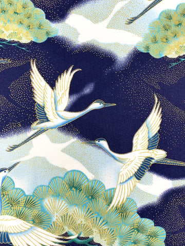Cranes in Flight fabric (blue)