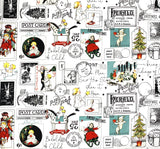 All About Christmas Postcards fabric (white or green)