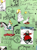 All About Christmas Postcards fabric (white or green)