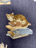 Library Cats fabric (blue)