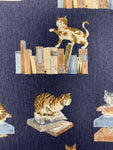 Library Cats fabric (blue)