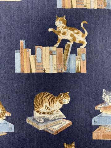 Library Cats fabric (blue)