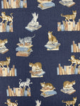 Library Cats fabric (blue)