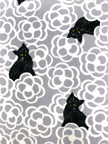 Floral Cats fabric (black or grey)