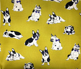French Bulldog fabric (natural or chartreuse)