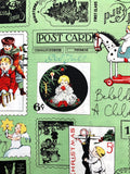 All About Christmas Postcards fabric (white or green)