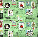 All About Christmas Postcards fabric (white or green)