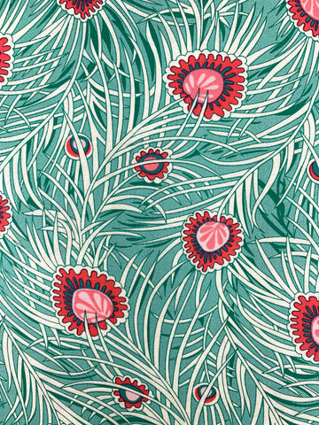 Peacock Party Liberty fabric (extra wide, teal)