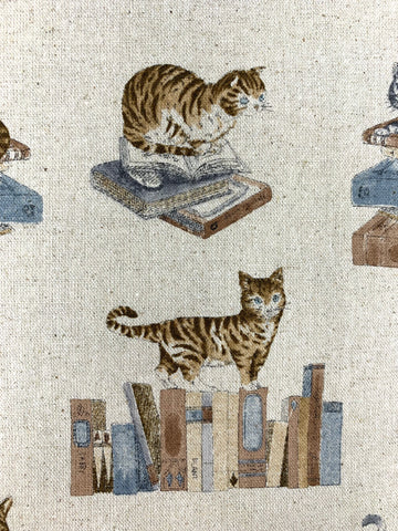 Library Cats fabric (natural)