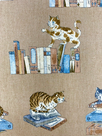 Library Cats fabric (beige)