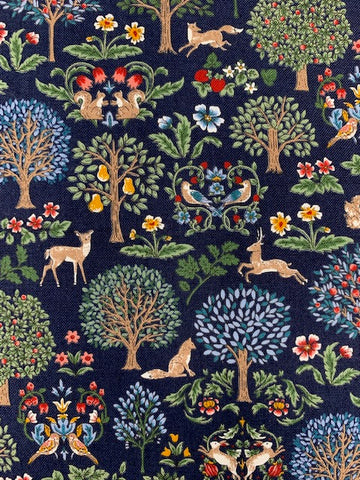 Art Nouveau Forest fabric (blue)