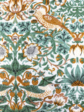 William Morris Strawberry Thief fabric (Green/Amber)