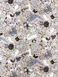 Crazy Cats fabric (white or beige)