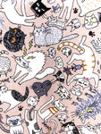 Crazy Cats fabric (white or beige)