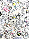 Crazy Cats fabric (white or beige)
