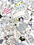 Crazy Cats fabric (white or beige)