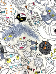 Crazy Cats fabric (white or beige)