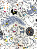 Crazy Cats fabric (white or beige)