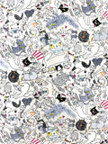 Crazy Cats fabric (white or beige)