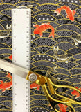Fish fabric, oriental koi carp, Japanese black gold cotton, chinese asian