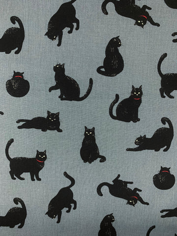 Cat cotton fabric (grey)