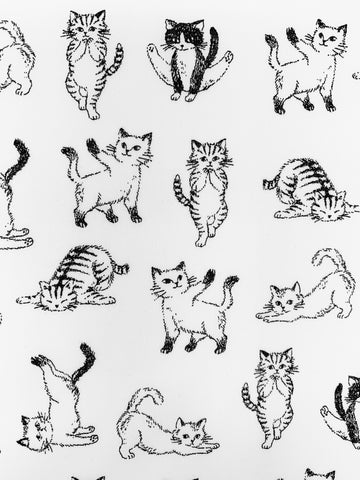Yoga Cats fabric (white or grey)