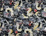 Dragon and Pearl fabric (black)