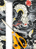 Dragon and Pearl fabric (black)