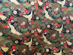 Japanese cranes fabric (black/brown)