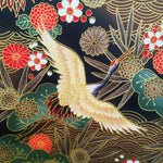 Japanese cranes fabric (black/brown)