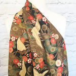 Japanese cranes fabric (black/brown)