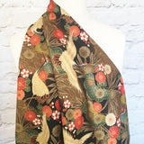 Japanese cranes fabric (black/brown)