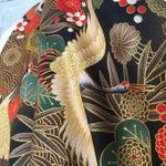 Japanese cranes fabric (black/brown)