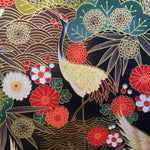 Japanese cranes fabric (black/brown)