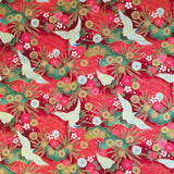 Japanese cranes fabric (red)