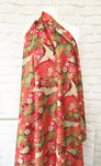 Japanese cranes fabric (red)