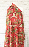 Japanese cranes fabric (red)