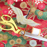 Japanese cranes fabric (red)