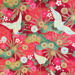 Japanese cranes fabric (red)