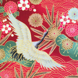 Japanese cranes fabric (red)