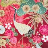 Japanese cranes fabric (red)