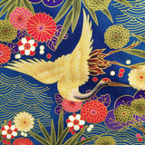Japanese Cranes fabric (blue)