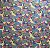 Japanese Cranes fabric (blue)